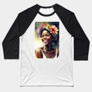 Watercolour print of a beautiful Black Queen Baseball T-Shirt